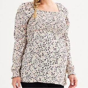 Sonoma Goods For Life Smocked Bodice Babydoll Top Maternity Blouse Women’s Small
